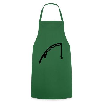 Icône de pêche à la canne à pêche - Tablier de cuisine - vert foncé - Devant - AI Model Male 185 dark (185cm)