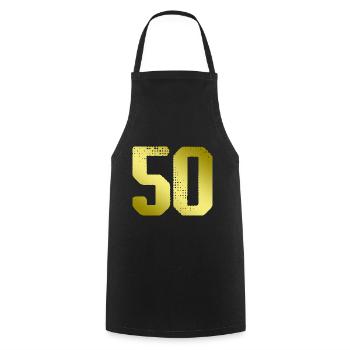Maillot 50 numéros - Tablier de cuisine - noir - Devant - AI Model Male 185 dark (185cm)