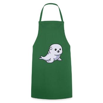 Seal Animal Comic - Cooking Apron - green - Front - AI Model Male 185 dark (185cm)