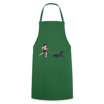 Course tout-terrain - Coureuse avec chien - Canicross - rose - Tablier de cuisine - vert foncé - Devant - AI Model Male 185 dark (185cm)