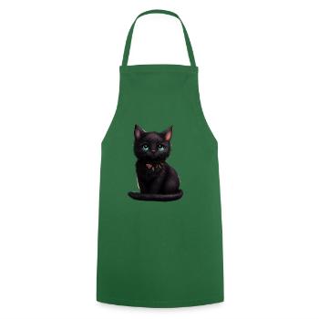 Cadeau chaton chat - Tablier de cuisine - vert foncé - Devant - AI Model Male 185 dark (185cm)