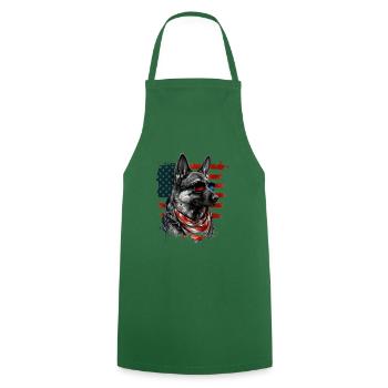 patriotischer Schäferhund Amerikanische Flagge - Kochschürze - Grün - Vorne - AI Model Male 185 dark (185cm)