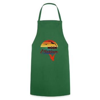 Moin Morsum avec mouette dans le style rétro-Sylt-Morsum - Tablier de cuisine - vert foncé - Devant - AI Model Male 185 dark (185cm)