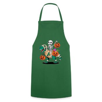 Squelette et T-Rex avec des citrouilles pour Halloween - Tablier de cuisine - vert foncé - Devant - AI Model Male 185 dark (185cm)