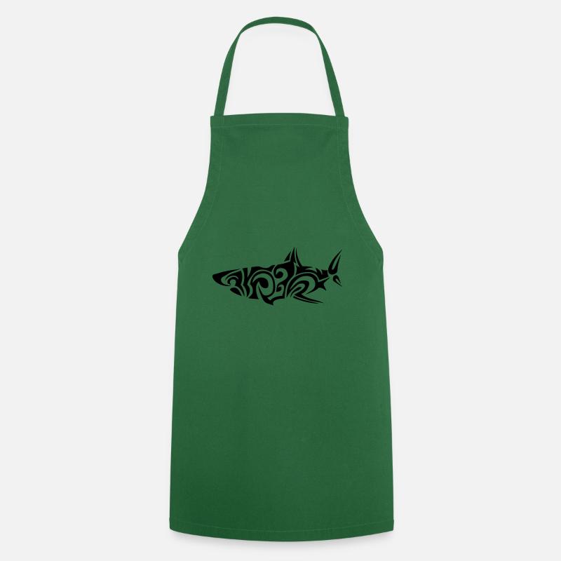 requin tribal poisson mechant 1 - Tablier de cuisine - vert foncé