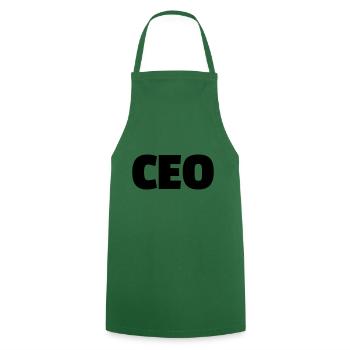 CEO Chef Boss - Kochschürze - Grün - Vorne - AI Model Male 185 dark (185cm)
