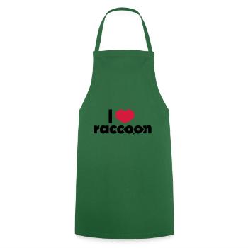 I love Raccoon - Tablier de cuisine - vert foncé - Devant - AI Model Male 185 dark (185cm)