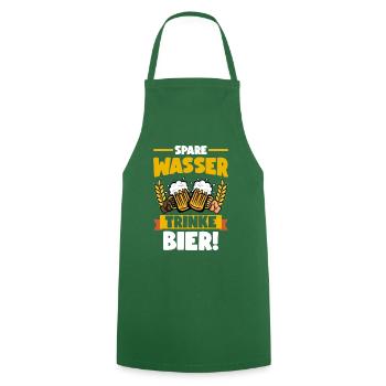 Spare Wasser Trinke Bier - Kochschürze - Grün - Vorne - AI Model Male 185 dark (185cm)