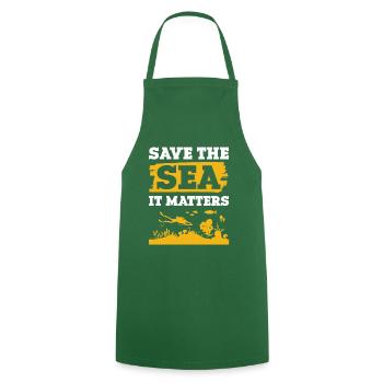 save the ocean spruch - Kochschürze - Grün - Vorne - AI Model Male 185 dark (185cm)