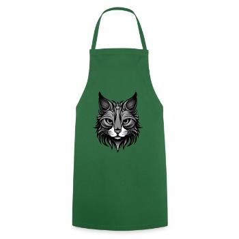 Cat Portrait Head - Cooking Apron - green - Front - AI Model Male 185 dark (185cm)