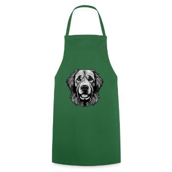 Portrait de chien Golden Retriever - Tablier de cuisine - vert foncé - Devant - AI Model Male 185 dark (185cm)