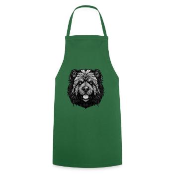 Portrait de chien Chow Chow - Tablier de cuisine - vert foncé - Devant - AI Model Male 185 dark (185cm)