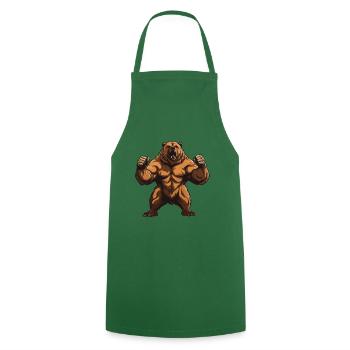 Ours Grizzly Musculation Muscles - Tablier de cuisine - vert foncé - Devant - AI Model Male 185 dark (185cm)