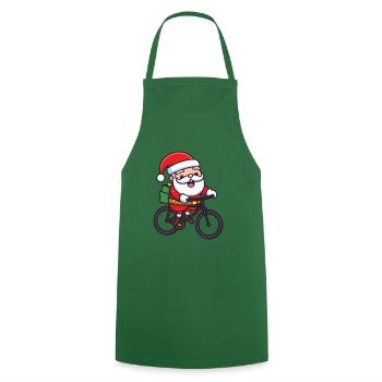 Père Noël vélo Noël - Tablier de cuisine - vert foncé - Devant - AI Model Male 185 dark (185cm)