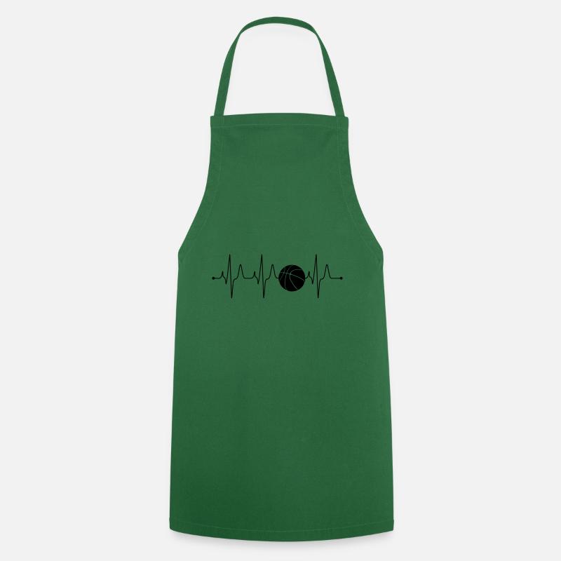 Basketball heartbeat frequency pulse ECG gift - Cooking Apron - green