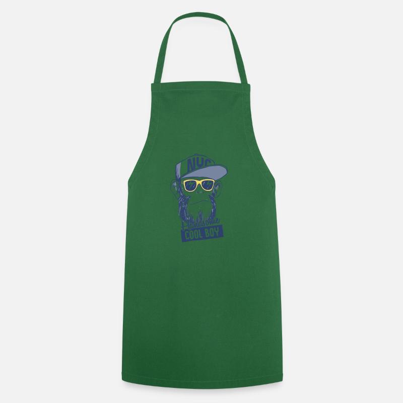 singe, garçon cool - Tablier de cuisine - vert foncé
