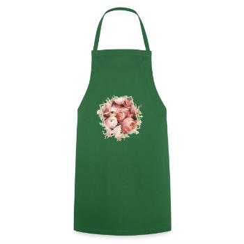 Wonderful bouquet of roses. Fashion oriented. Rose - Cooking Apron - green - Front - AI Model Male 185 dark (185cm)