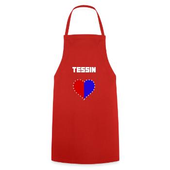 Ticino with heart & flag white - Cooking Apron - red - Front - AI Model Male 185 dark (185cm)