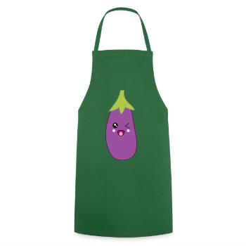 Aubergine Vegetables vegan - Cooking Apron - green - Front - AI Model Male 185 dark (185cm)