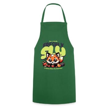 Cute Kawaii Fox with Fruits - Cooking Apron - green - Front - AI Model Male 185 dark (185cm)