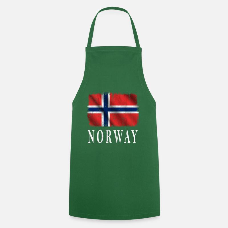 Drapeau de la Norvège, vintage de drapeau de la Norvège - Tablier de cuisine - vert foncé