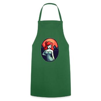 Japan's Red Sun and Lady in Sinful Pose - Cooking Apron - green - Front - AI Model Male 185 dark (185cm)
