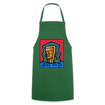 Tiki coloré abstrait - Tablier de cuisine - vert foncé - Devant - AI Model Male 185 dark (185cm)