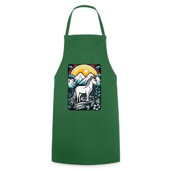 Art cartoon of a unicorn horse in nature - Cooking Apron - green - Front - AI Model Male 185 dark (185cm)