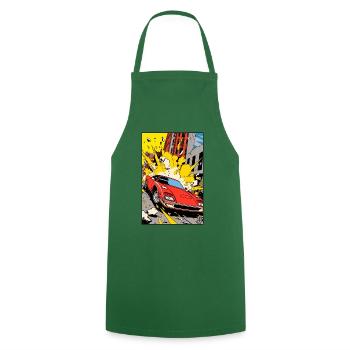 Pop Art Cartoon Sports Car Action - Cooking Apron - green - Front - AI Model Male 185 dark (185cm)