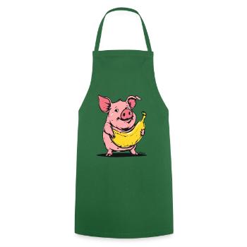 Cochon banane mignon et drôle - Tablier de cuisine - vert foncé - Devant - AI Model Male 185 dark (185cm)