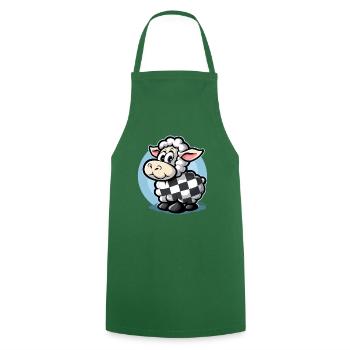 Moutons de dessin animé mignon motif damier - Tablier de cuisine - vert foncé - Devant - AI Model Male 185 dark (185cm)