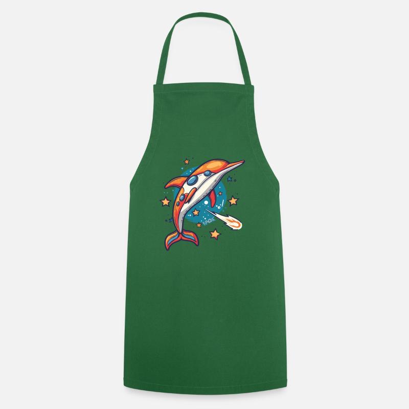 Super funky funky dolphin outer space - Cooking Apron - green