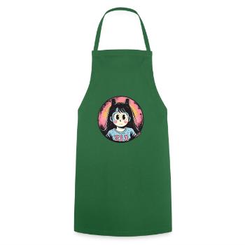 Anime Cartoon The Average Funny Girl - Cooking Apron - green - Front - AI Model Male 185 dark (185cm)