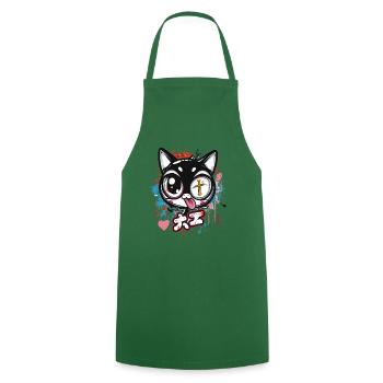 The crazy, funny, weird cartoon cat - Cooking Apron - green - Front - AI Model Male 185 dark (185cm)