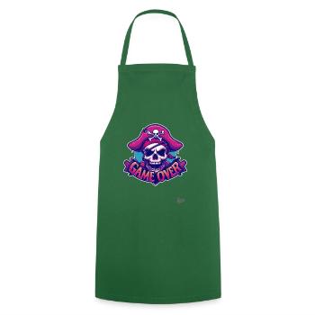 Fin de partie : Crâne de pirate - Tablier de cuisine - vert foncé - Devant - AI Model Male 185 dark (185cm)