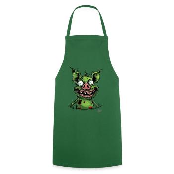 Funny Creepy Zombie Pig - Cooking Apron - green - Front - AI Model Male 185 dark (185cm)