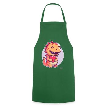 Cute little dinosaur dragon with a heart for love - Cooking Apron - green - Front - AI Model Male 185 dark (185cm)