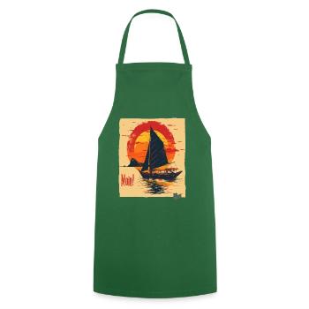 Soleil doré sur un navire – PLUS LUNAIRE ! - Tablier de cuisine - vert foncé - Devant - AI Model Male 185 dark (185cm)