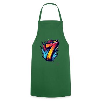Knalliges "7" Design mit explosiven Farben - Kochschürze - Grün - Vorne - AI Model Male 185 dark (185cm)