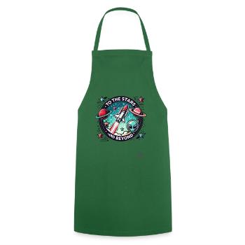 To the Stars and Beyond - Space - Cooking Apron - green - Front - AI Model Male 185 dark (185cm)