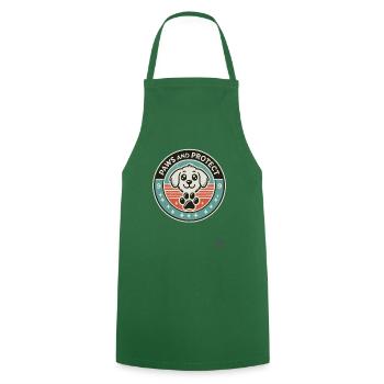 Dog Motif "Paws and Protect" Cute Dog - Cooking Apron - green - Front - AI Model Male 185 dark (185cm)