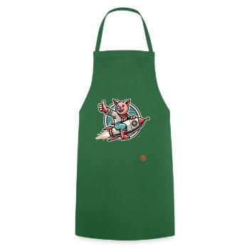 Thumbs up, a pig on a rocket - Cooking Apron - green - Front - AI Model Male 185 dark (185cm)