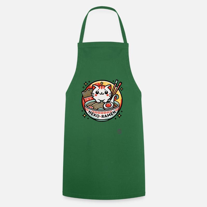 Neko Ramen pour chats - Tablier de cuisine - vert foncé