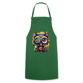 Super Crazy Cool Graffiti Cat - Cooking Apron - green - Front - AI Model Male 185 dark (185cm)
