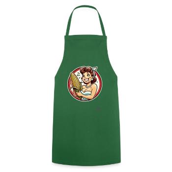 Sweating housewife with big corn on the cob - Cooking Apron - green - Front - AI Model Male 185 dark (185cm)