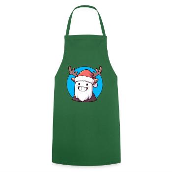 Christmas Yeti with Antlers and Santa Hat - Cooking Apron - green - Front - AI Model Male 185 dark (185cm)