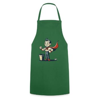 - Super-héros normal rétro trash avec cape - Tablier de cuisine - vert foncé - Devant - AI Model Male 185 dark (185cm)