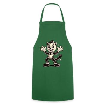Retro Classic Rubberhose Cat - Kochschürze - Grün - Vorne - AI Model Male 185 dark (185cm)