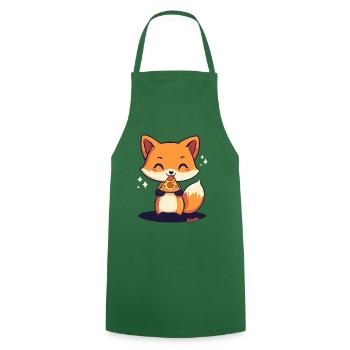 Renard kawaii mignon avec pizza - Tablier de cuisine - vert foncé - Devant - AI Model Male 185 dark (185cm)
