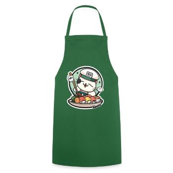 Neko Sushi Chef – Funny Cat Kitchen - Cooking Apron - green - Front - AI Model Male 185 dark (185cm)